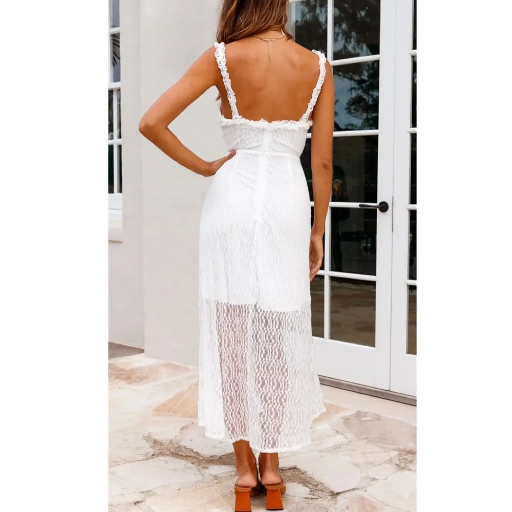 Hello Molly | Isadora Mesh Overlay Frill Trim Midi Dress - Image 6