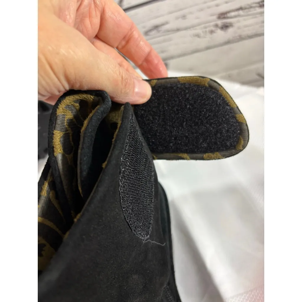 Women's FLY LONDON Black Suede Ankle Boots US 5.5 Gold Interior - Image 10