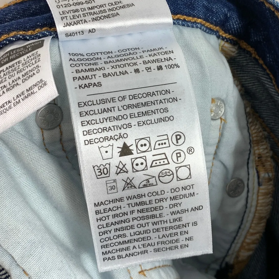 Levis High Rise Premium 501 Distressed Cropped Straight Jean Market Grammar 29 - Image 9