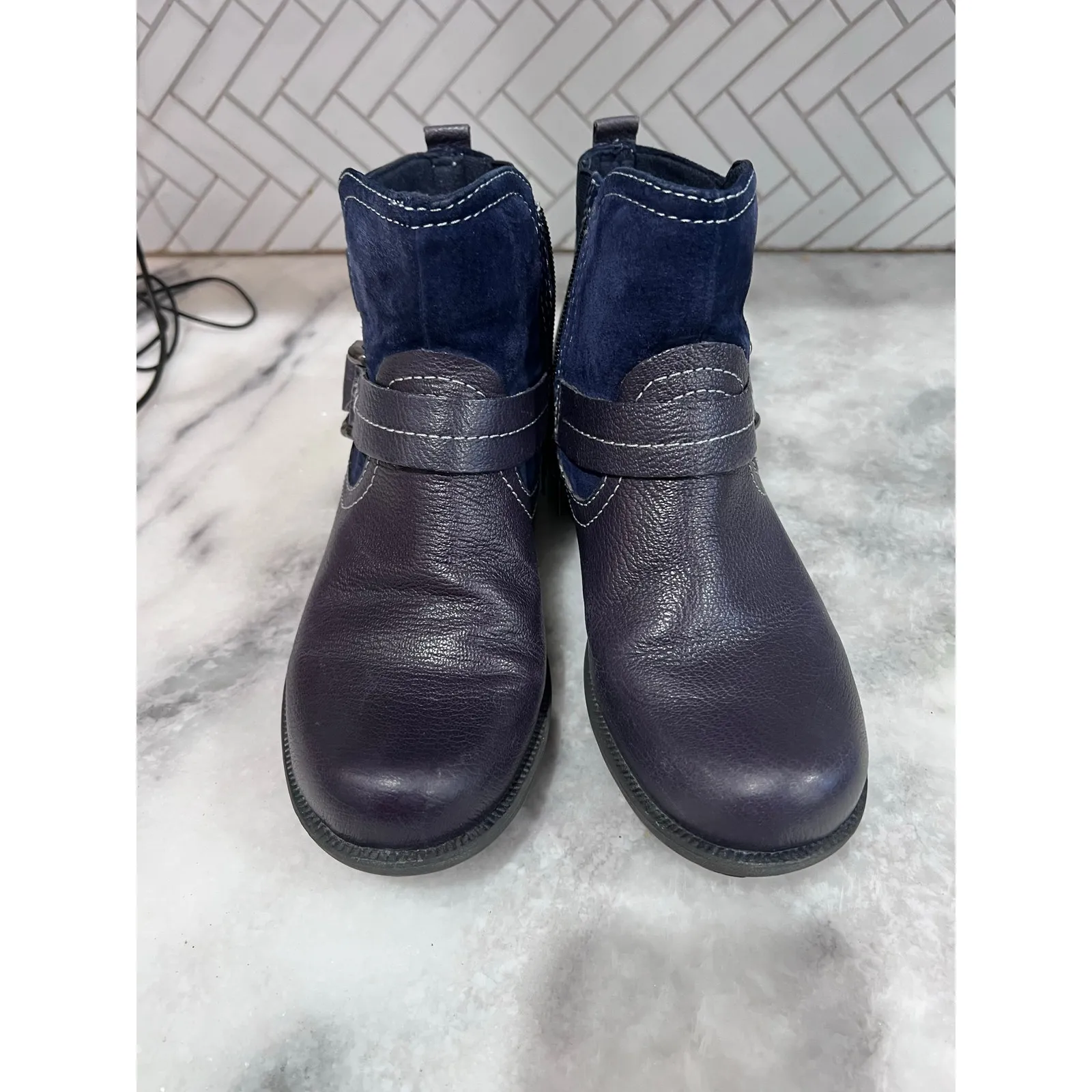 Earth Origins Paris Womens Blue Suede Zipper Ankle & Booties Boots SZ 9 - Image 9