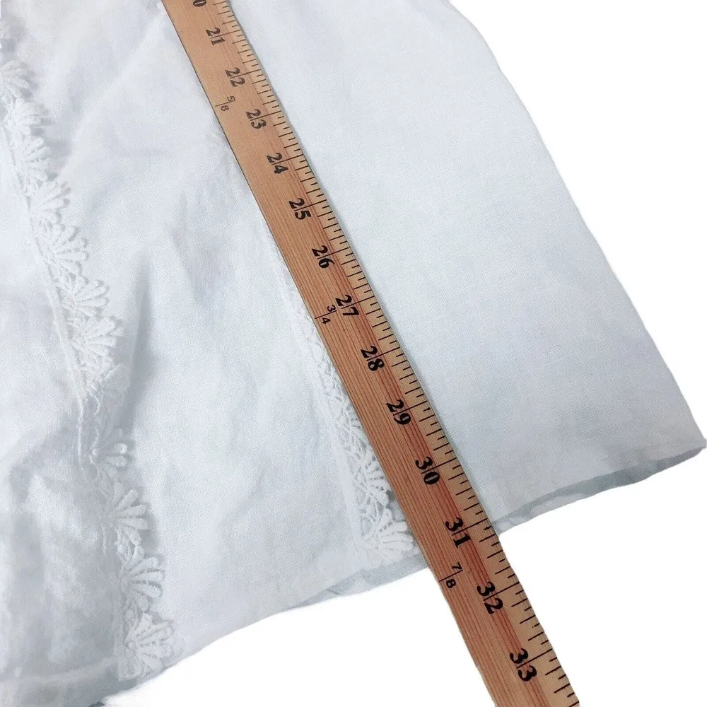 Valentina Naldi 100% Linen White BOHO Embroidered Lace Med Dress Lagenlook Italy - Image 11