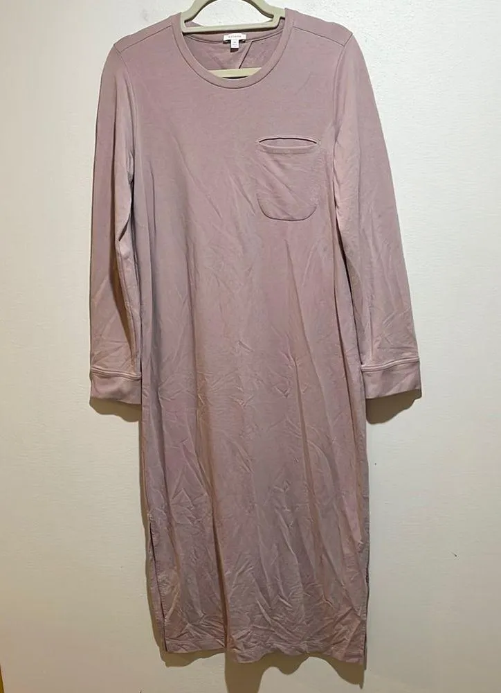 Cuyana Blush Pink French Terry Long Sleeve Midi Sweatshirt Dress Size Medium - Image 4