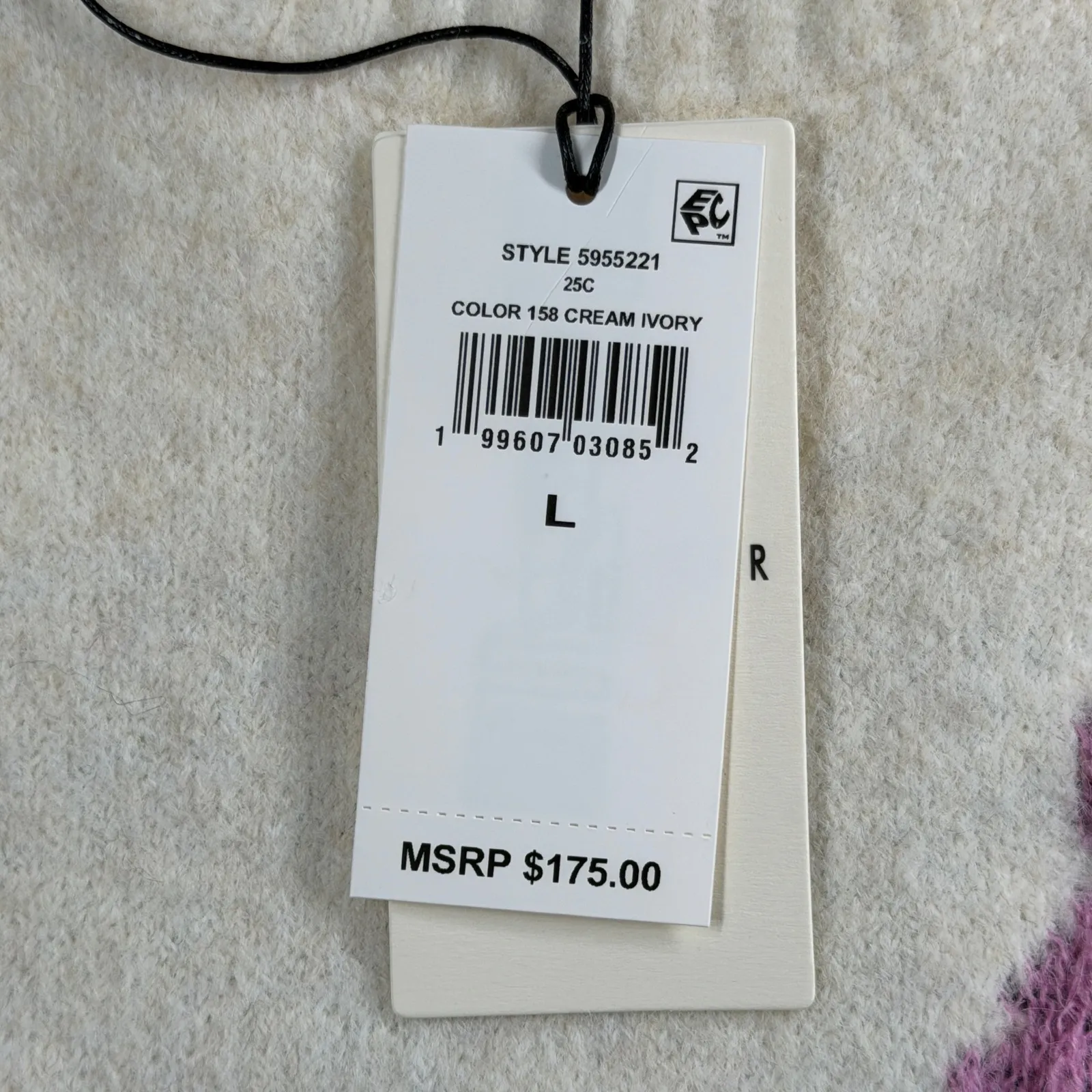 Ted Baker London Floral Embroidered Mohair Style Fuzzy Knit Sweater Ivory Large - Image 9