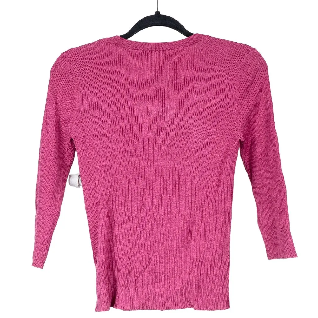 Josephine Chaus Cardigan Sweater S Petite Womens Purple Viscose Silk Ribbed - Image 6