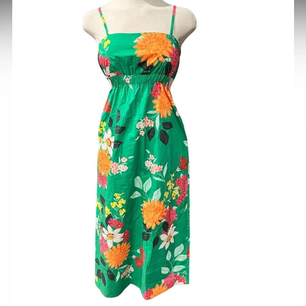 CARA CARA Vivian Dress Floral Sides Cut Out Size XS NWOT Green - Image 9