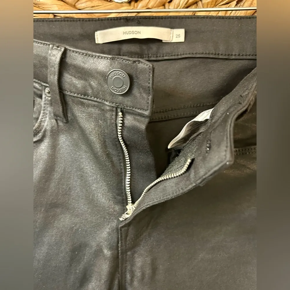 Hudson Nico Coated Straight Leg Ankle Jeans in Black Beauty Size 25 - Image 9