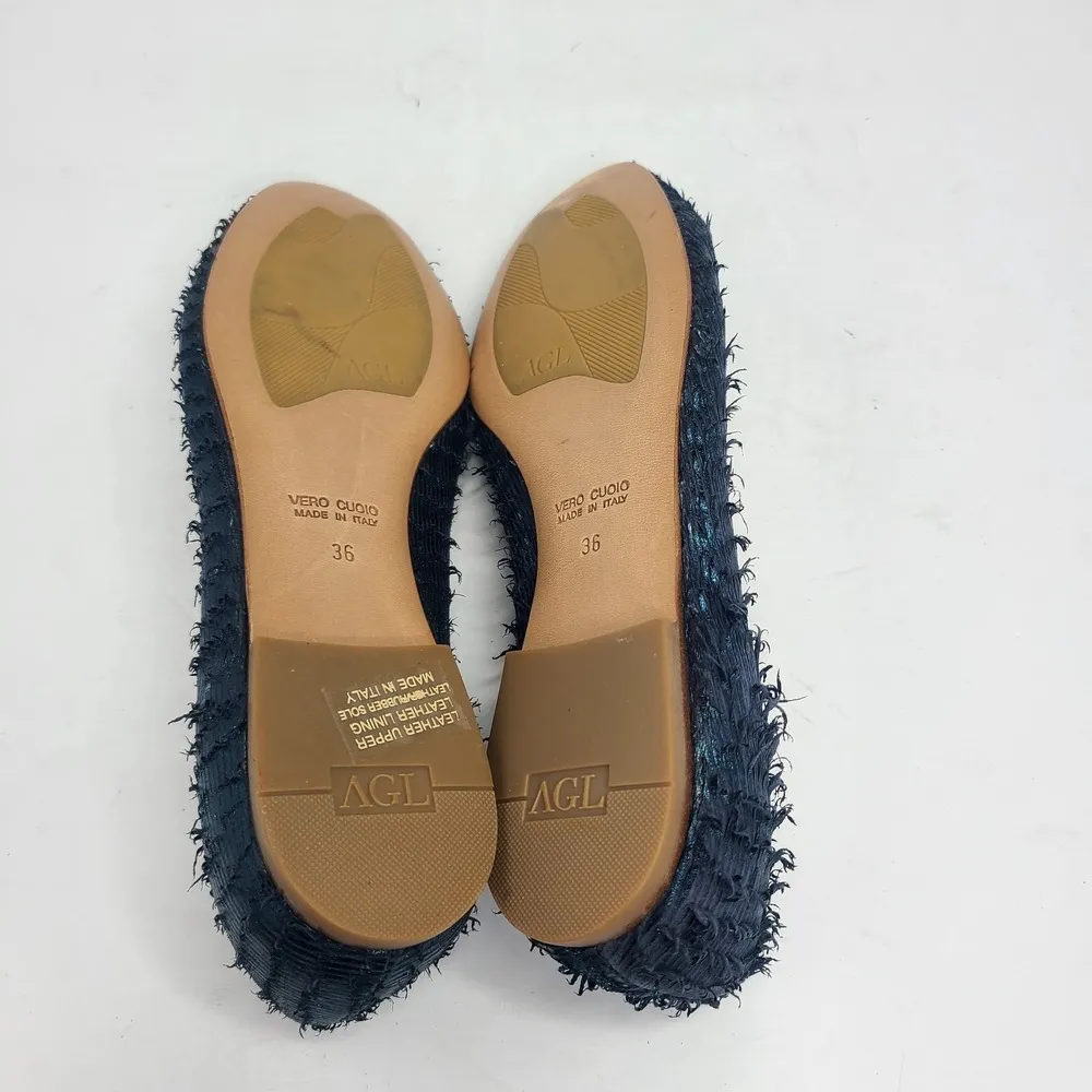 AGL Attilio Giusti Leombruni Womens Navy Blue Fringe Ballet Flats Shoes Sz EU 36 - Image 7
