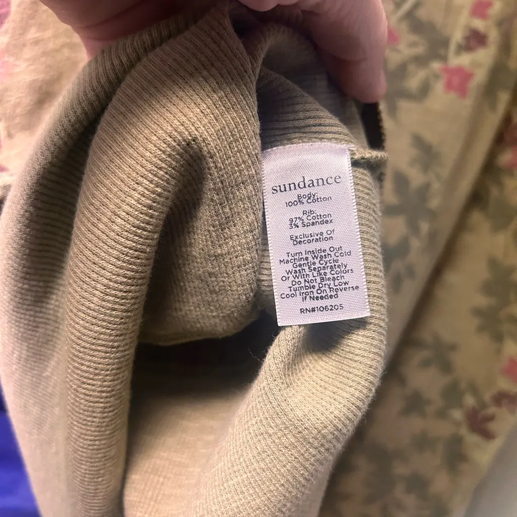 Sundance Green Embroidered Floral Uneven Hem Top Women's Size Large - Image 6