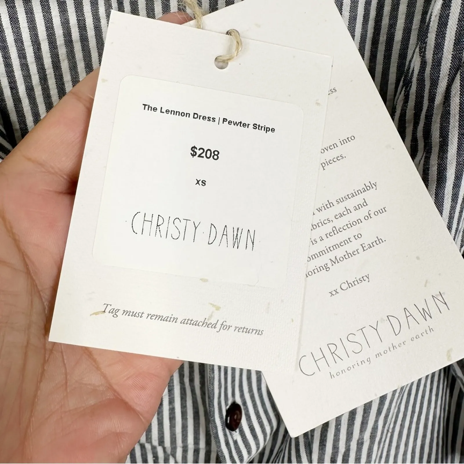 NEW Christy Dawn The Lennon Dress in Pewter Stripe Short Sleeve Midi Length XS - Image 11