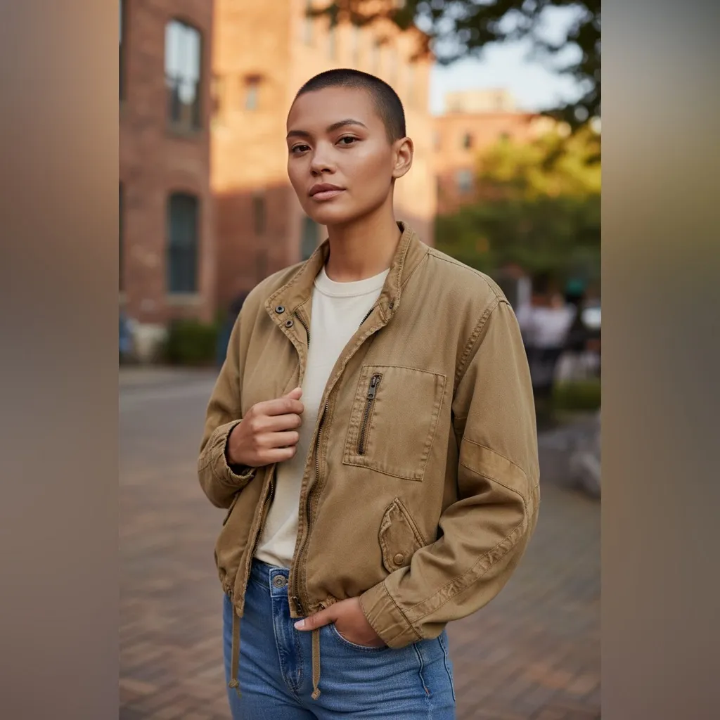 Young Fabulous & Broke YFB Clara Boho Olive  Tencel utility retro jacket size SM - Image 3