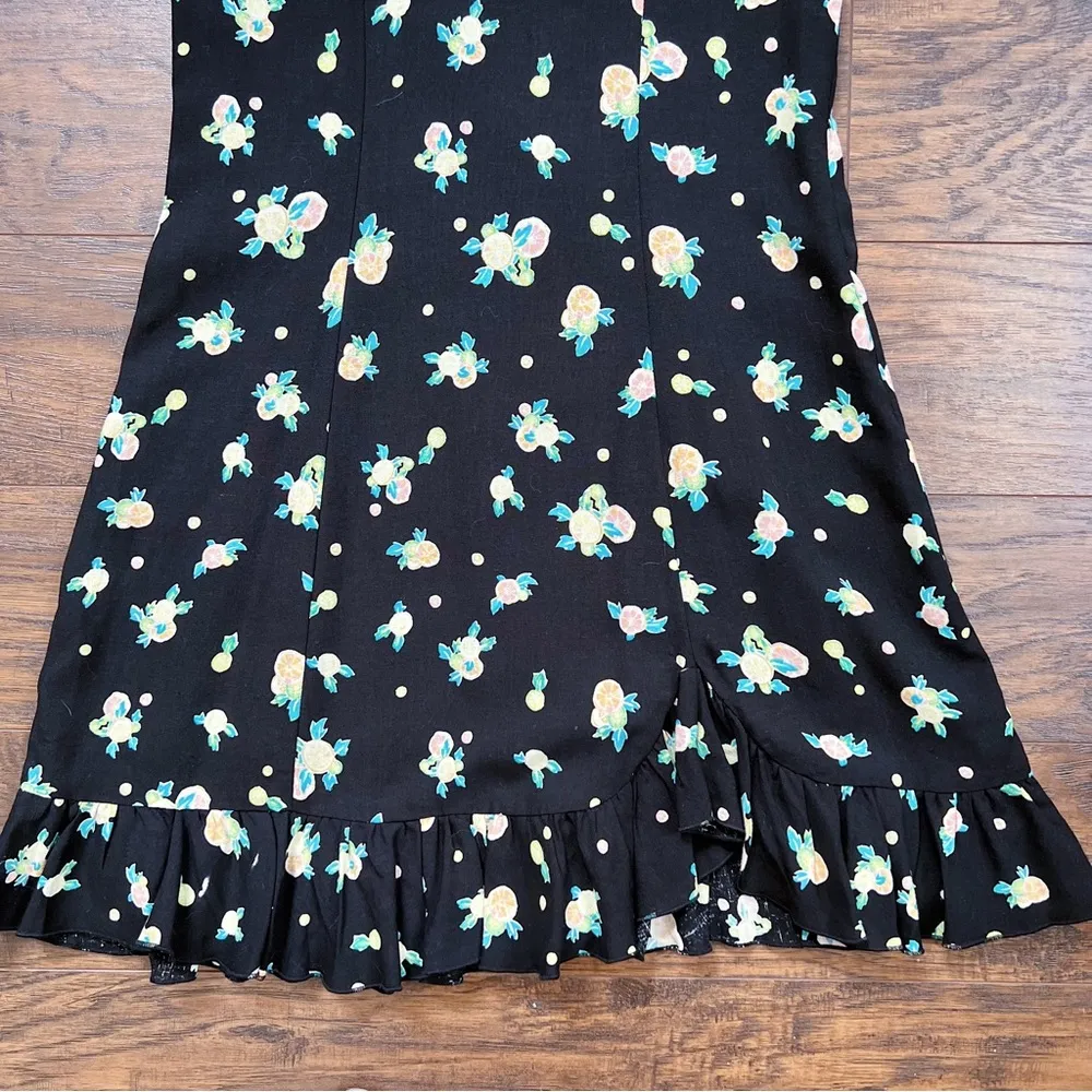 Free People • Like A Lady dress mini black lemon print ruffle cap sleeve - Image 6