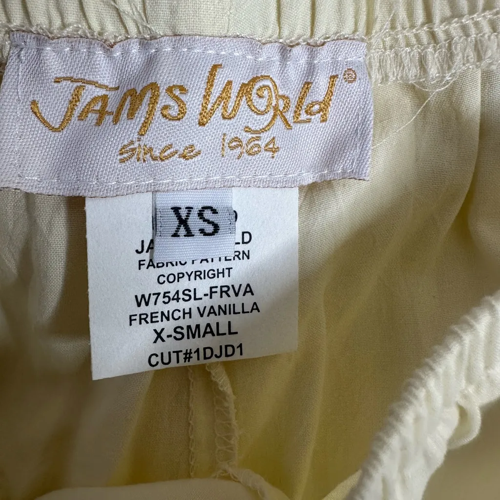 Jams World French Vanilla Elastic Waist Pants size Extra Small NWT - Image 3
