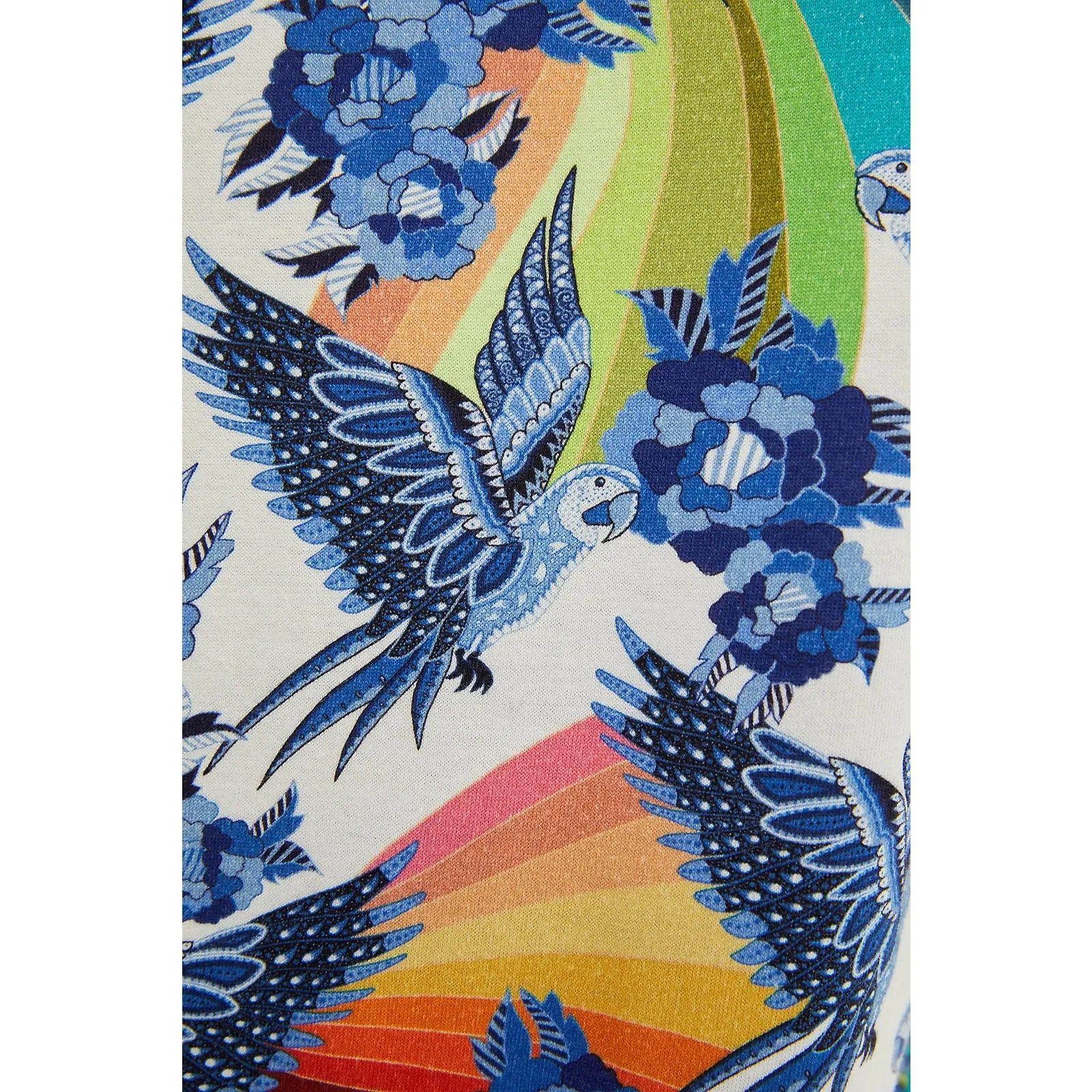 Farm Rio x Anthropologie Aves Motif Island Inspired Cotton Graphic Tee XS - Image 4