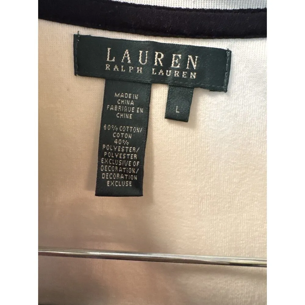 Lauren Ralph Lauren Zip Up Jacket Crest Cream Black Women's Large Ivory - Image 6