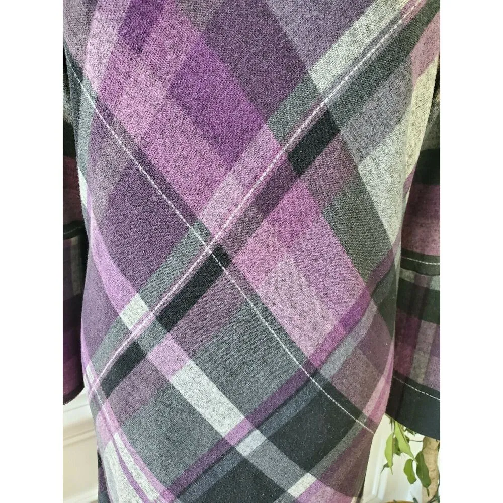 Jessica Howard Purple & Black Polyester Round Long Sleeve Knee Length Dress XL - Image 3