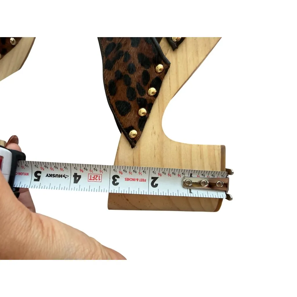 PAIGE Animal Print Brown Black Calf Hair Platform Sandals Heels Size 7.5 - Image 7