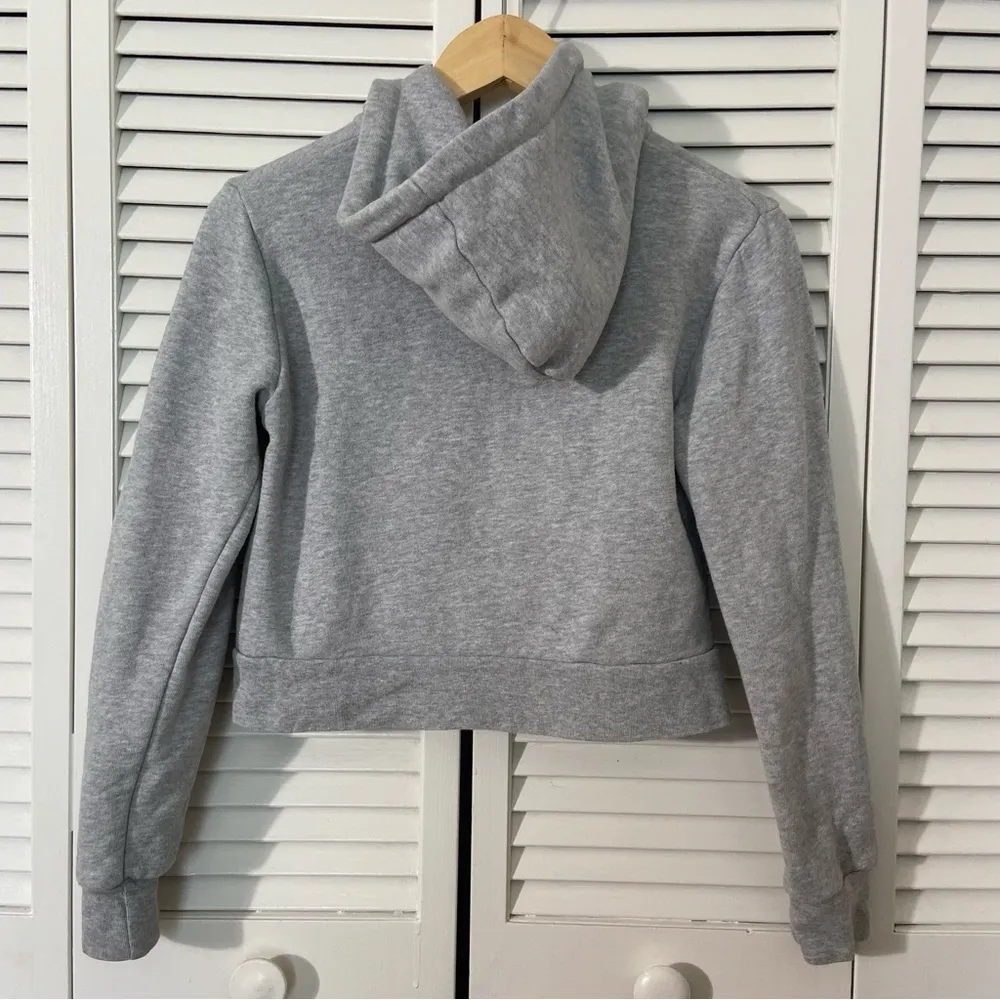 Brandy Melville Heather Grey Cropped Zip Up Hoodie Jacket One Size XS Small - Image 2
