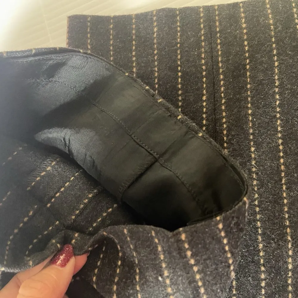 Vtg Carlisle Womens Wool High Waist Gray Brown‎ Pinstripe Trouser Pants Size 6 - Image 9