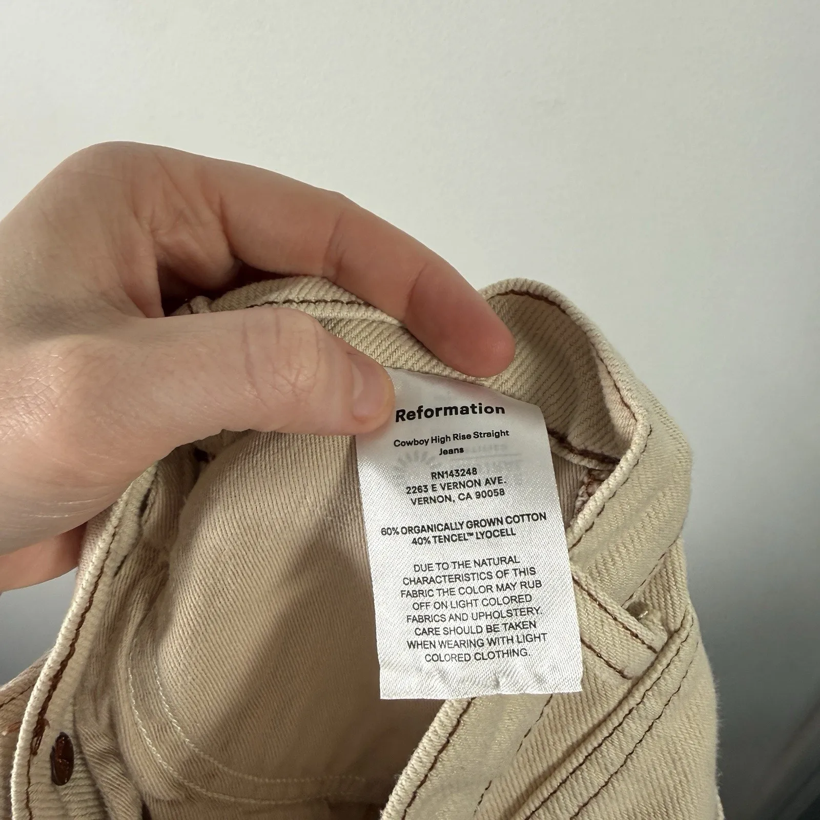 Reformation Cowboy High Rise Straight Jeans Almond Wash NEW Womens 28 - Image 7