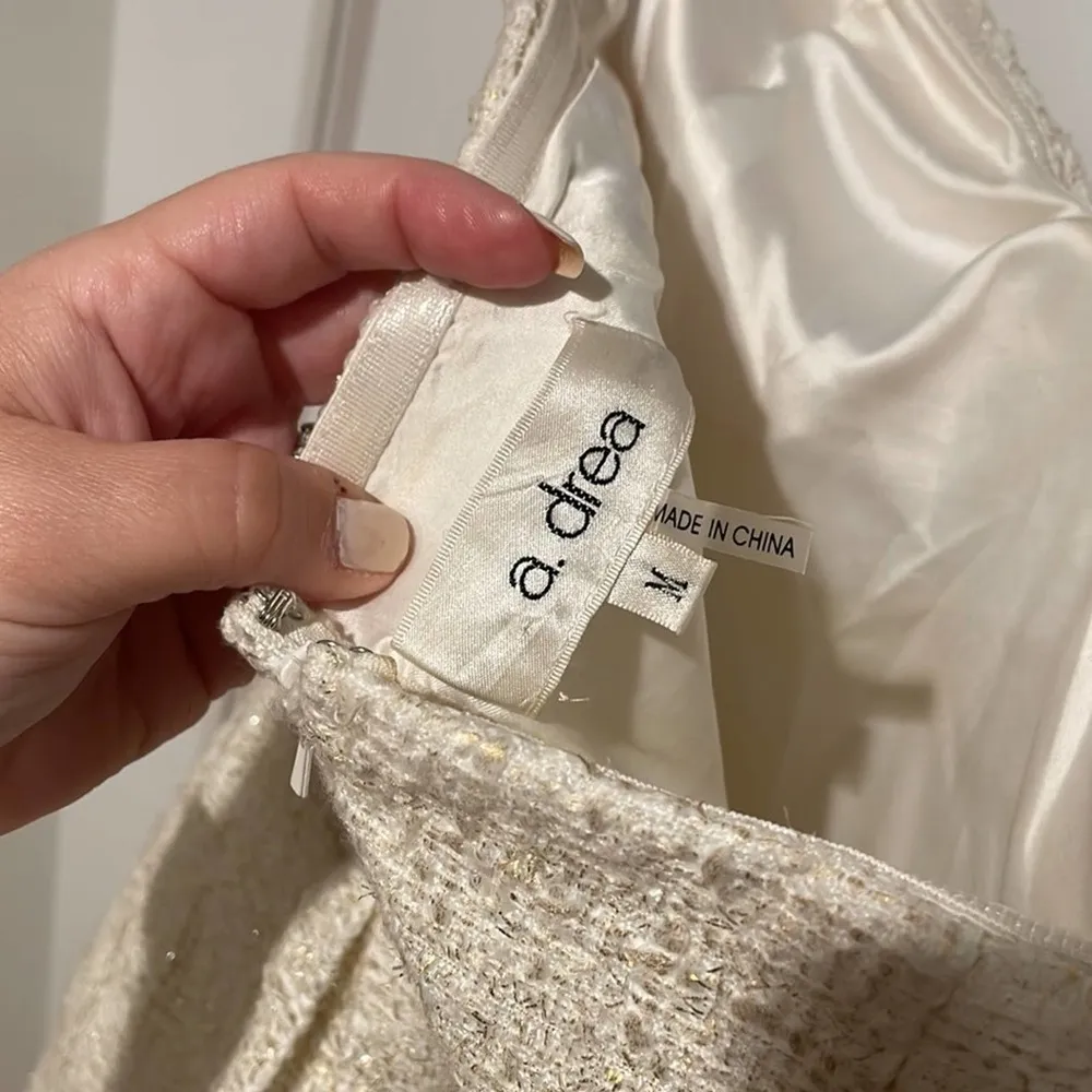A. drea cream metallic bow strapless dress Medium - Image 8