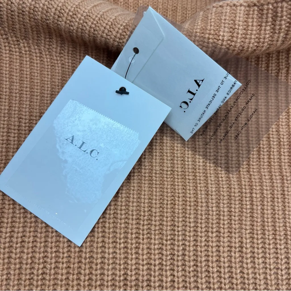 A.L.C. Helena Ribbed Lambswool Cashmere Blend Sweater Womens Size XL Tan NEW‎ - Image 7