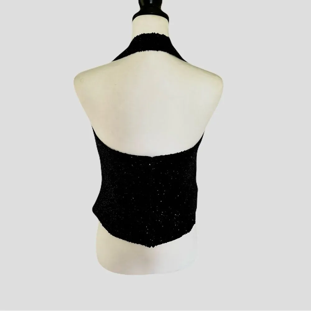 Vintage Zum Zum by Niki Livas Black Beaded Halter Top | EUC | M Size M - Image 6