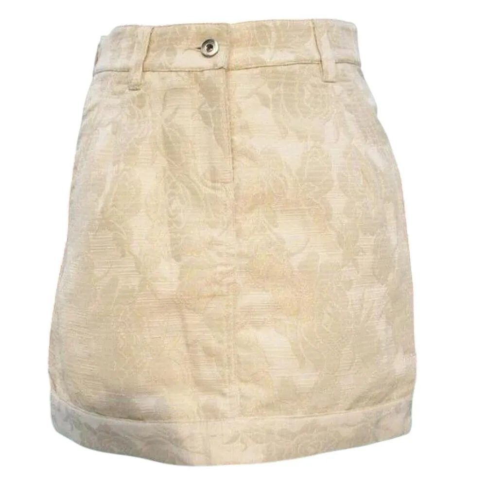 Cache Luxe Gold Metallic Jacquard Banded Bottom Skirt Textured New $158 NWT - Image 2