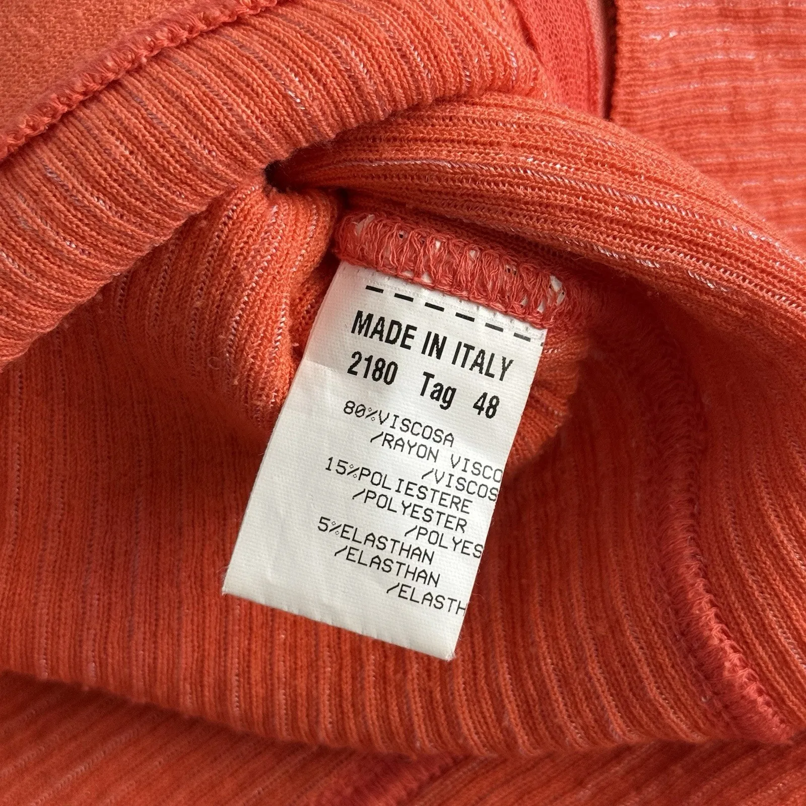Stizzoli Orange Textured Zip Jacket Made in Italy Women’s Size 48 Knit Sleeve - Image 3
