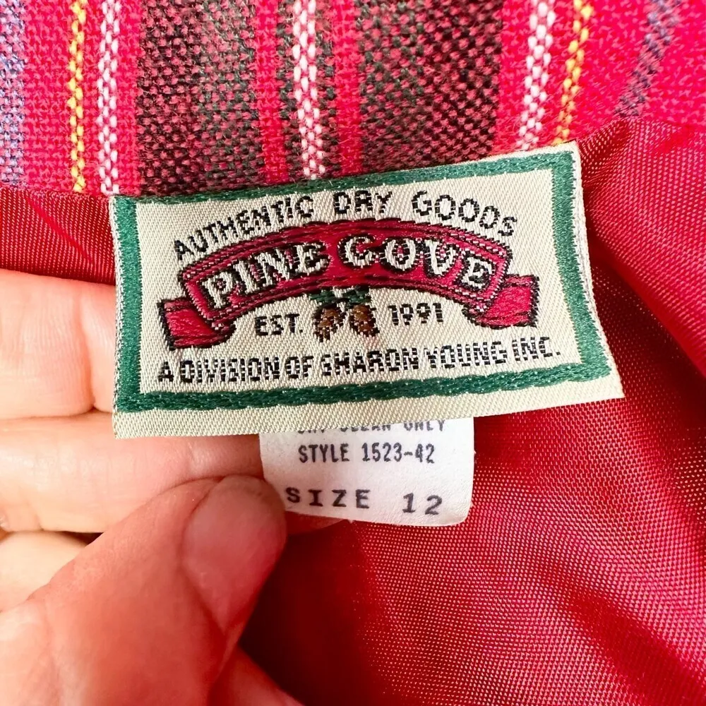 Pine Cove Vintage Red Wallace Tartan Plaid Midi Skirt Button Front Size 8 - Image 6