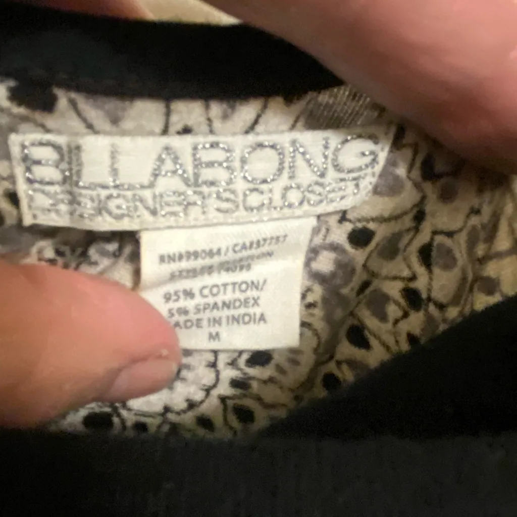 Billabong Womens Maxi Tank Dress M Medium Black & Cream Ivory Boho Bohemian - Image 9