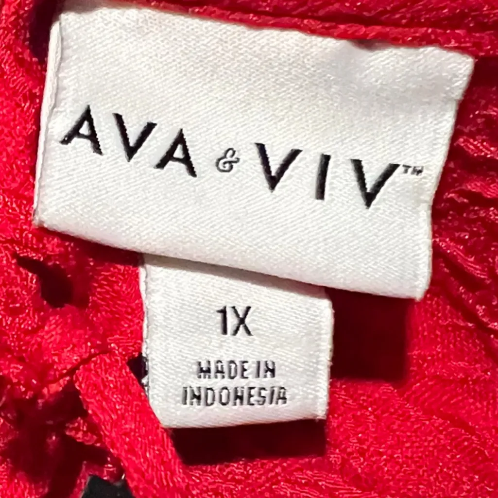 Ava & Viv Red Tiered Maxi Dress Size 1X - Image 3