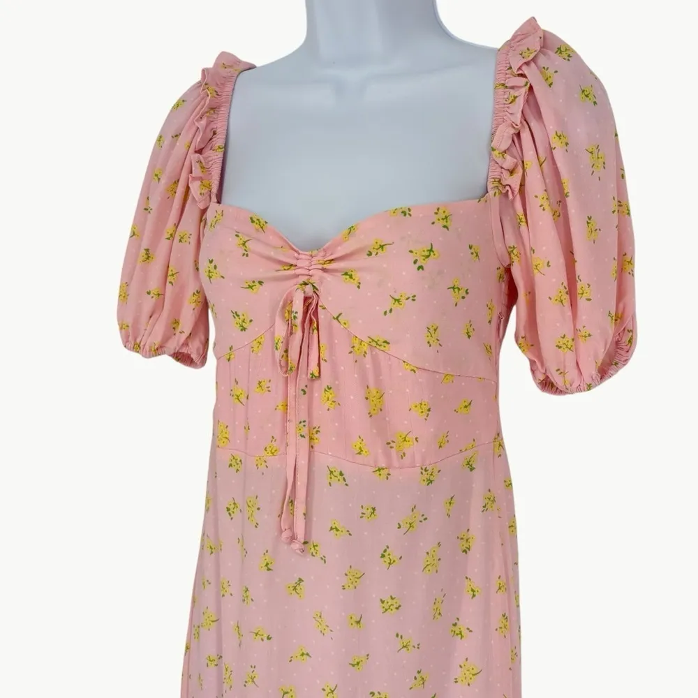 NWT Faithfull the Brand Juniper Luda Floral Midi Dress *FLAW | Sz 4 | Light Pink - Image 5