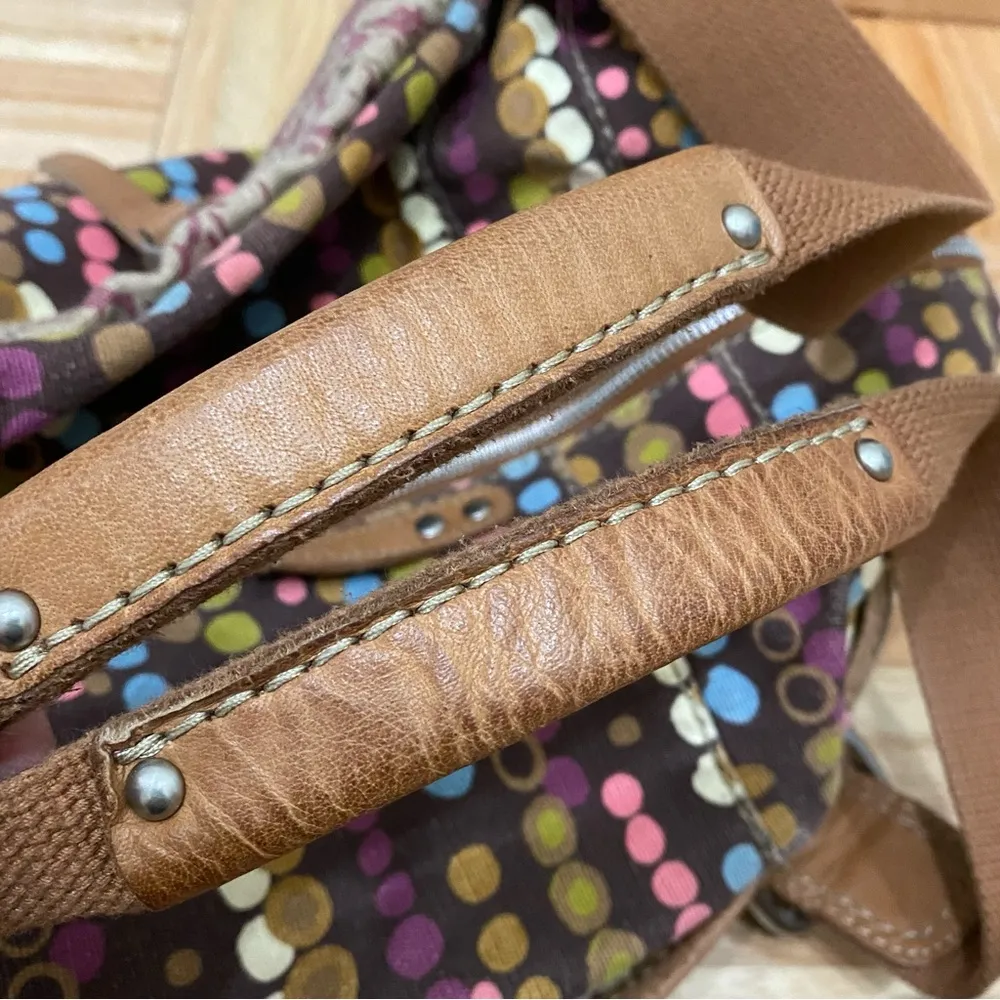 FOSSIL Multicolored Polka Dot Bubble Canvas Print Weekender Duffle Bag - Image 16