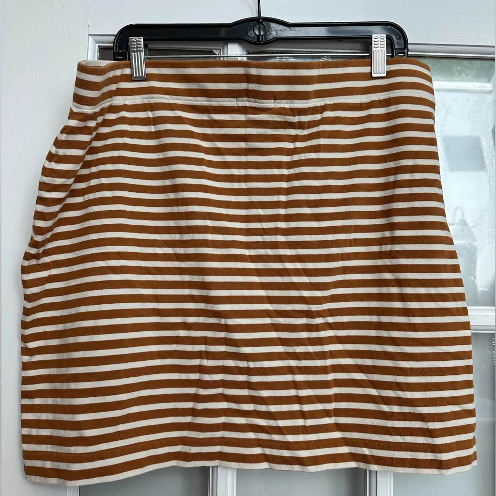 J. Crew Knit Mini Skirt Stripe Natural Gigi Pockets Cotton Women’s Plus Size XXL - Image 5