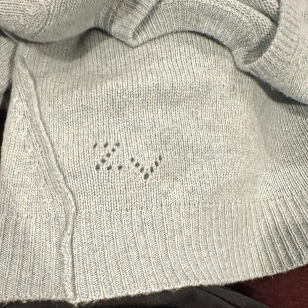 ZADIG & VOLTAIRE CASHMERE LIGHT BLUE LONG SLEEVE ROUND CREW NECK SWEATER XS - Image 4