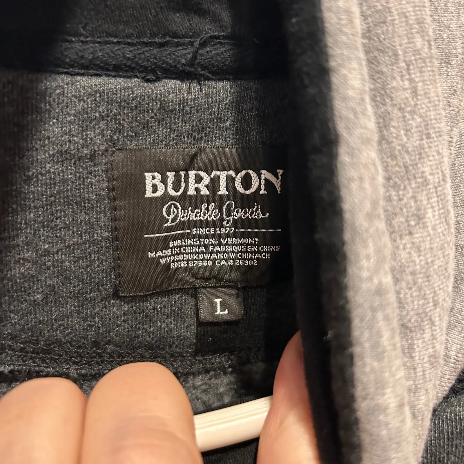 Burtons Snowboards Dark Grey Fox Trot Funnel Neck Hoodie Sweatshirt Women's L - Image 6