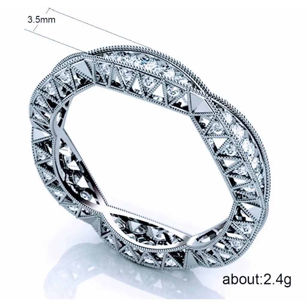 NEW 1Ct Ribbon Pave Simulated Diamond 18kgp Eternity Wedding Band Ring,‎ Sz 6.5 - Image 15