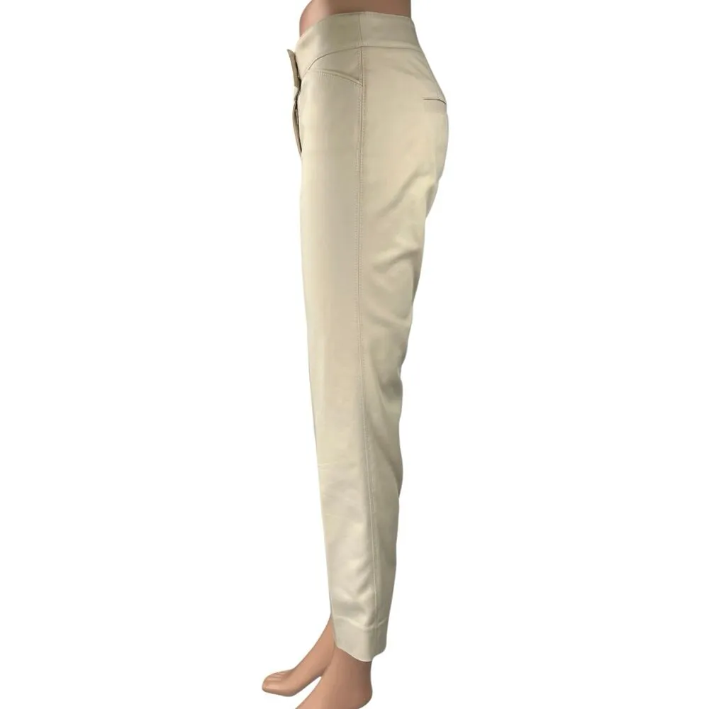 White House Black Market Perfect Form Cream Straight Slim Ankle Trousers Pants 0 - Image 2