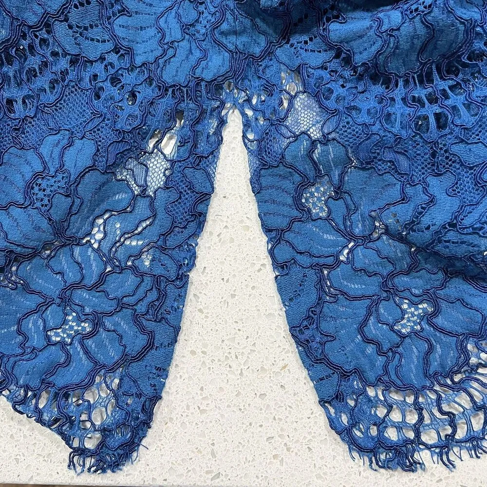 Alexis Size S Julianna Dress Blue Black Lace Halter Midi Bodycon High Neck Gown - Image 8