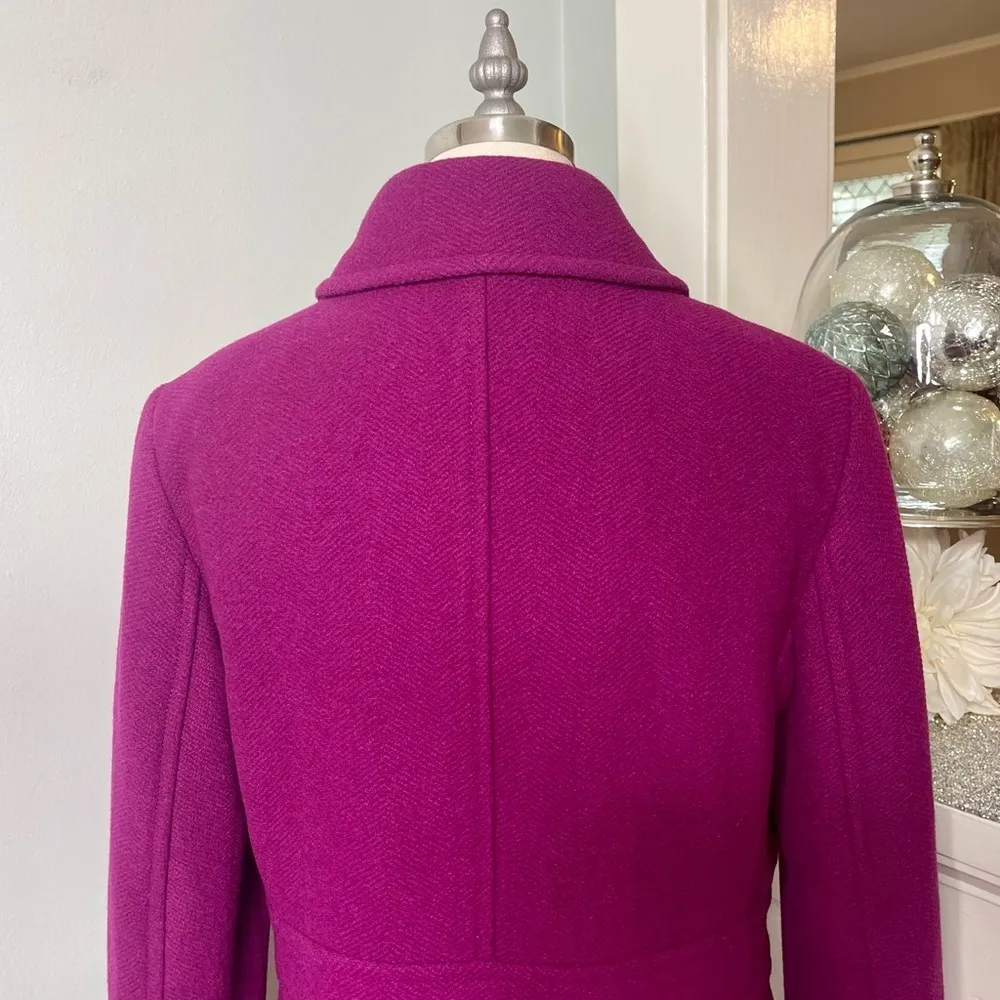 Talbots Double Breasted Wool Pea Coat Magenta Purple Dress Coat Peacoat Size 10 - Image 10