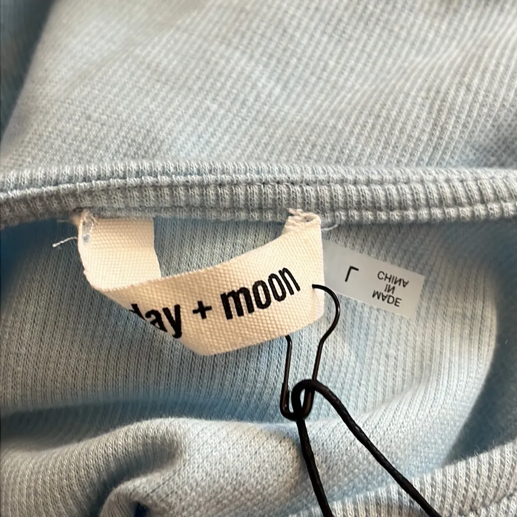 Day‎ + Moon Size Large Baby Blue Ribbed Bow Strap Tank Bodysuit NEW WITH TAGS - Image 5