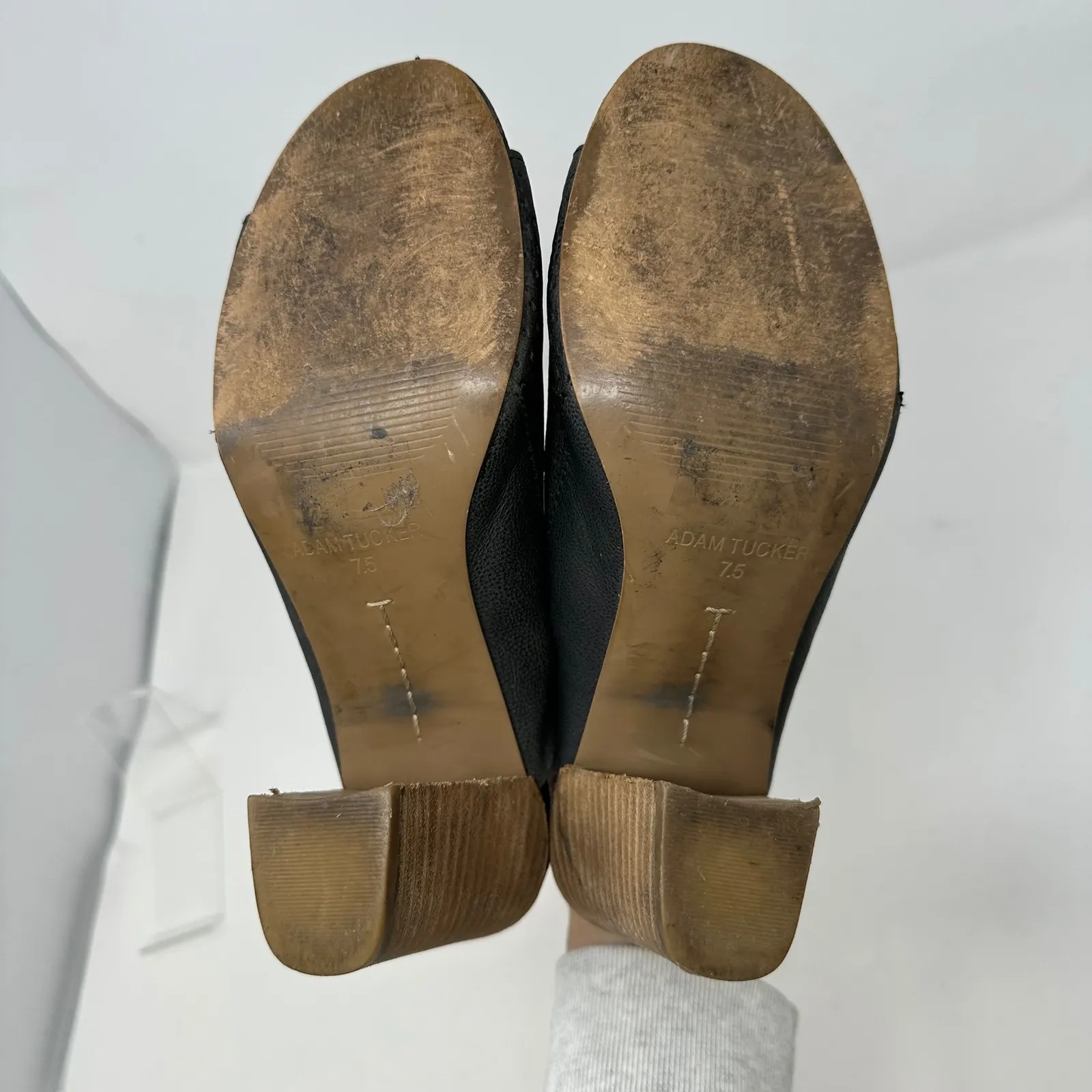 Adam Tucker Molly Open Toe Mules Leather Black 7.5 - Image 8