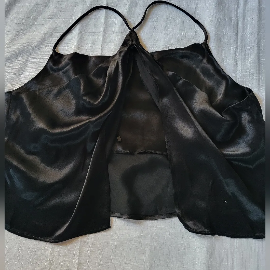Zara Black Satin Skirt & Top Set Size L - Image 8