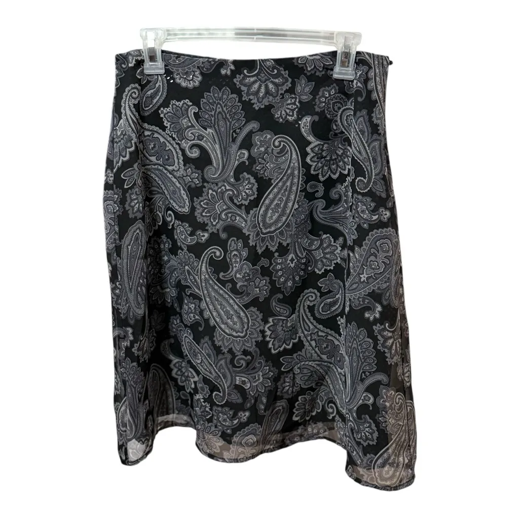 Villager Petite Black Paisley Midi Skirt Sheer Overlay Indie Sleaze - Image 6