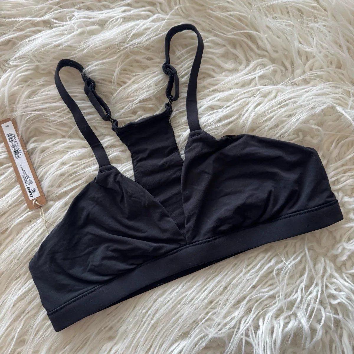 Skims Fits Everybody Racerback Plunge Bralette Onyx Size Small - Image 3