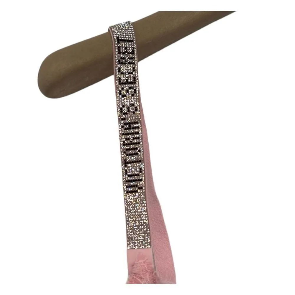 Womens Victorias Secret Call Me Rose Floral Rhinestone Bling Strap Bodysuit Sz L - Image 7