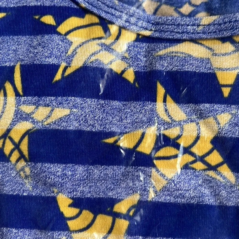 LuLaRoe Blue Striped Irma Top Yellow Starfish New in Package Size XS - Image 3
