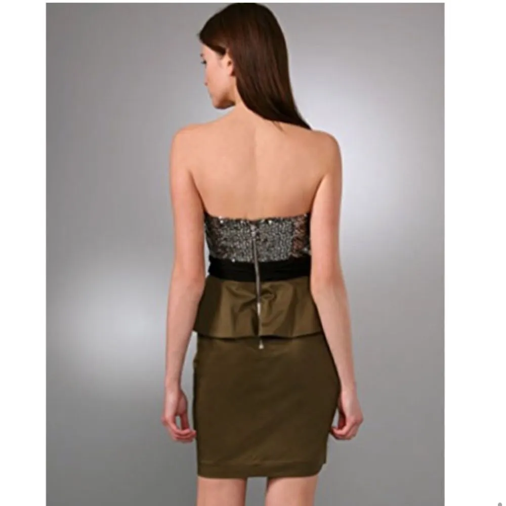 Y2K Alice + Olivia‎ Bethany Sequin Peplum Cocktail Holiday Party Corset Dress - Image 4