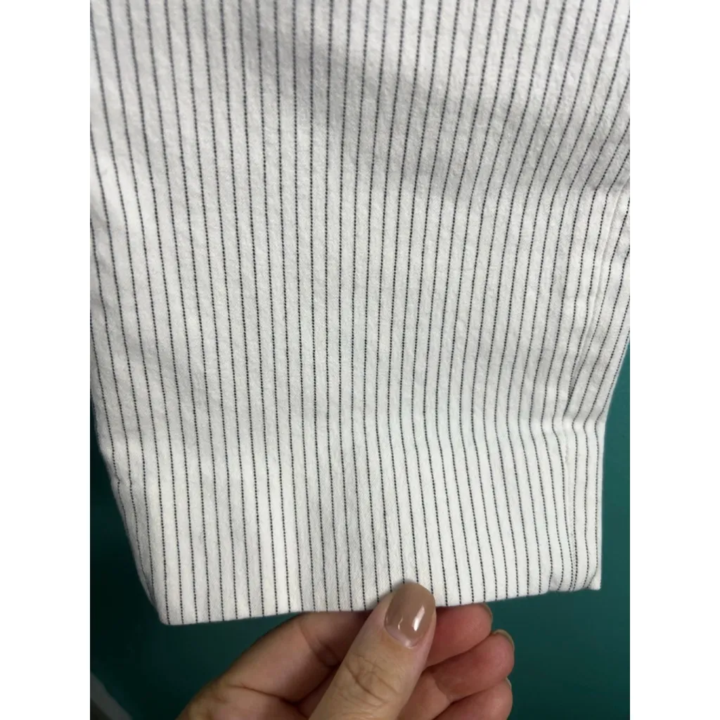 Women's Banana Republic Sloan White Black Pinstripe Ankle Pants Size 8 - Image 6