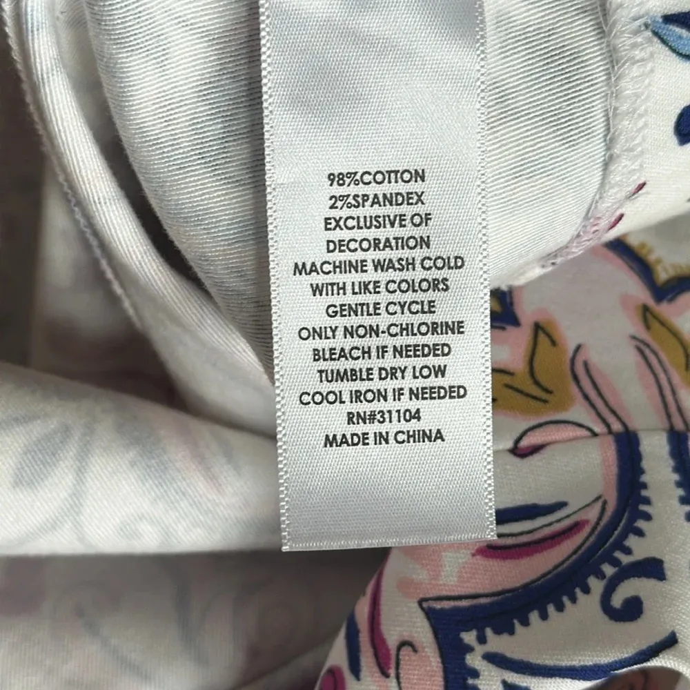 Crown Ivy Cotton Stretch Multi Colored White Eyelet Trim Sheath Dress Sz 12 - Image 3